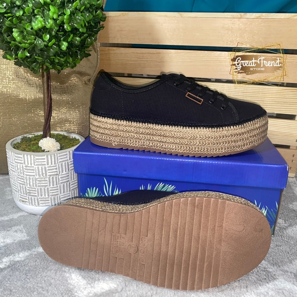 Casual Sneaker Espadrille Wedge Blk Tecido… - Picture 5 of 7
